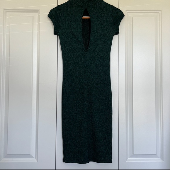 IRIS forest green bodycon ribbed dress - Picture 3 of 11